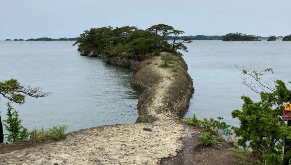 「松島の馬の背から眺める島々と穏やかな海」